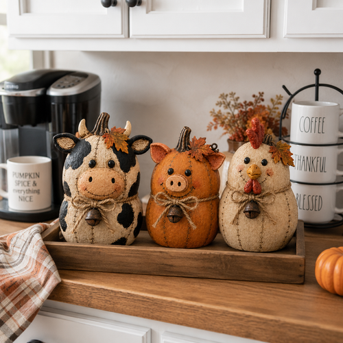🔥Last Day 50% OFF - Rustic Farm Pumpkin Friends Decor Set