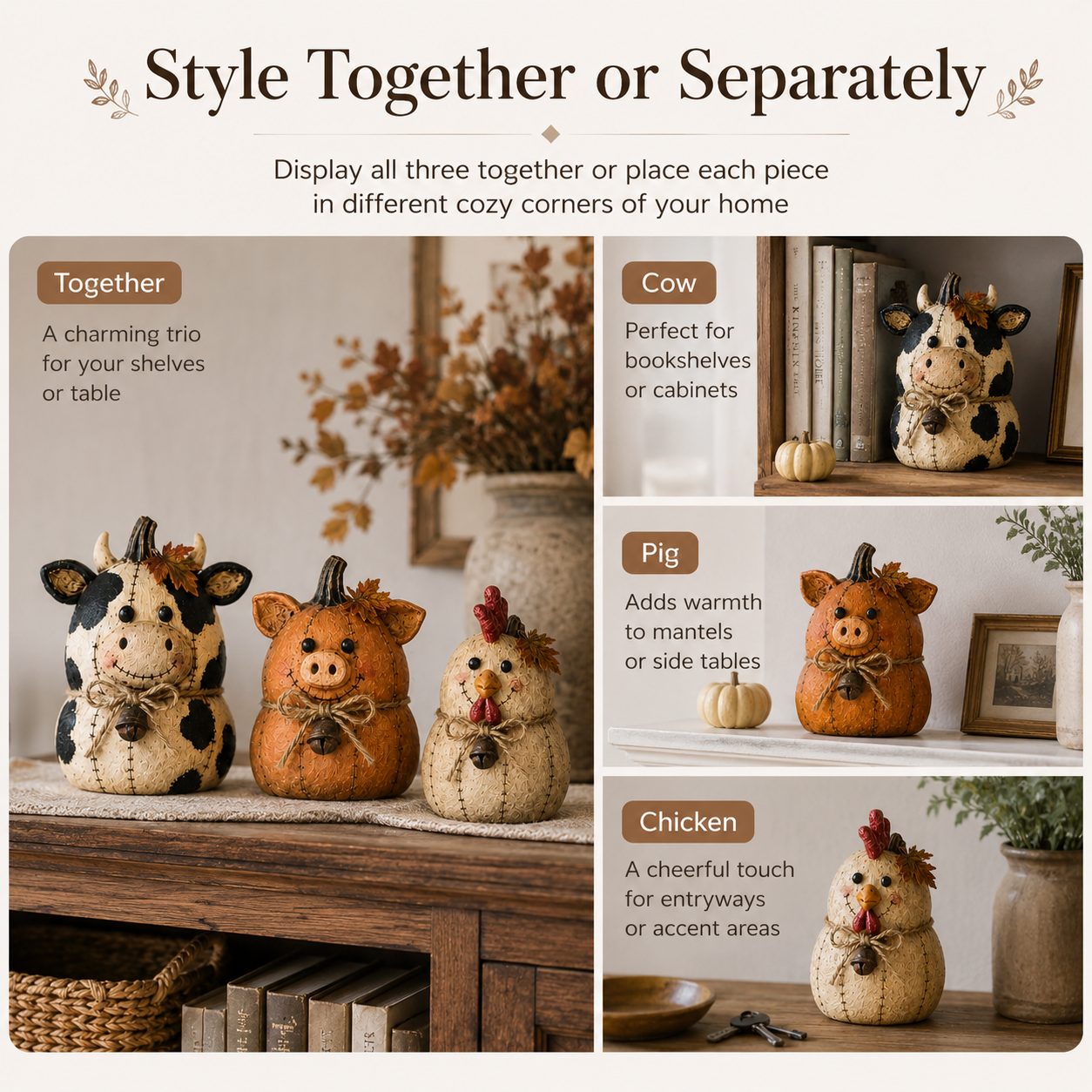 🔥Last Day 50% OFF - Rustic Farm Pumpkin Friends Decor Set