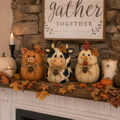 🔥Last Day 50% OFF - Rustic Farm Pumpkin Friends Decor Set
