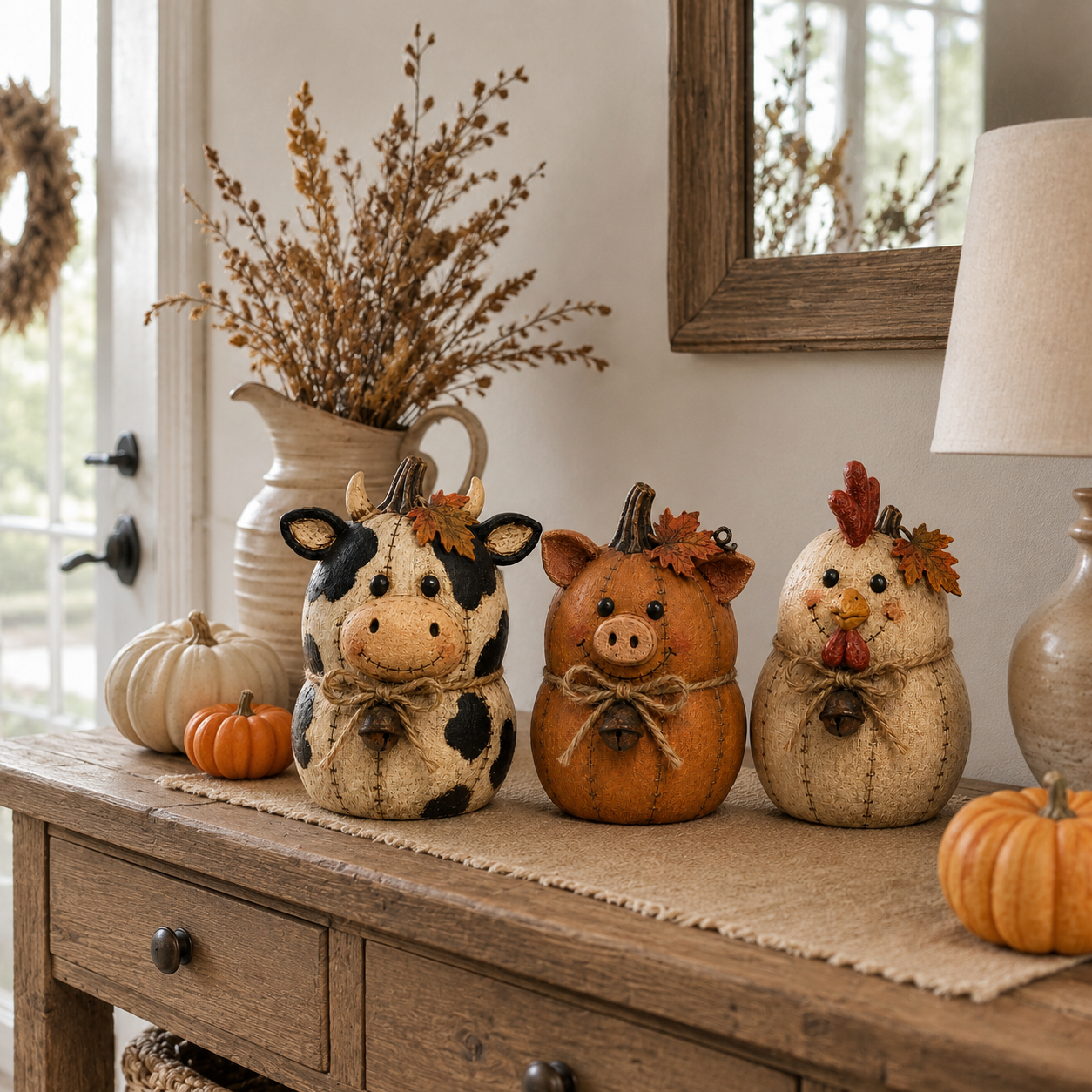🔥Last Day 50% OFF - Rustic Farm Pumpkin Friends Decor Set