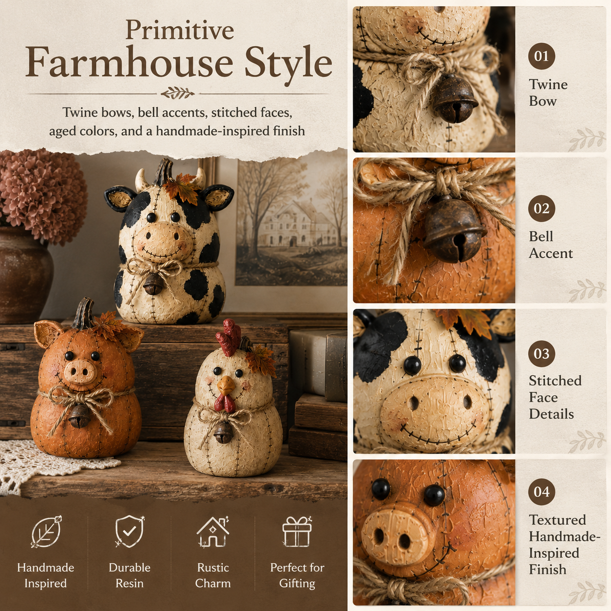 🔥Last Day 50% OFF - Rustic Farm Pumpkin Friends Decor Set