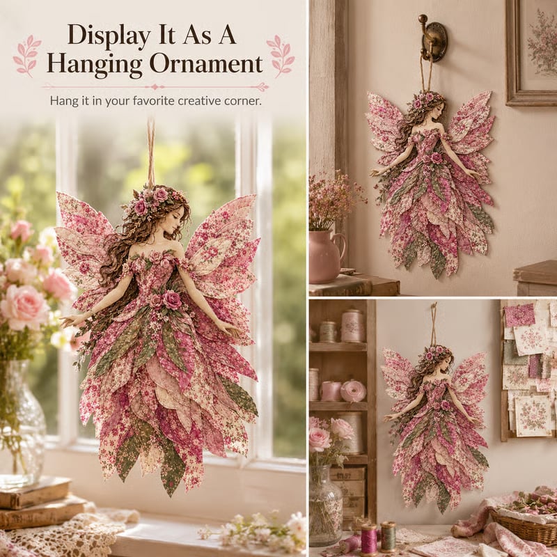🔥LAST DAY 49% OFF-🧚‍♀️🌸 Premium Fairy Patchwork DIY Kit | High-Quality Layered Fabric with Floral Wings DIY Handmade Fantasy Wall Decor ✨